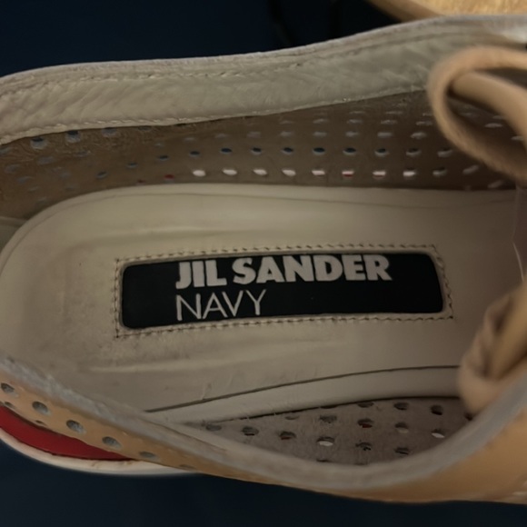Jil sander Navy Platform Lace up Shoes size 9. Leather perforated shoe - Picture 6 of 8